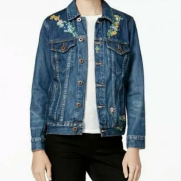 Lucky Brand Jackets & Blazers - LUCKY BRAND Tomboy Trucker Embroidered Denim Jacket